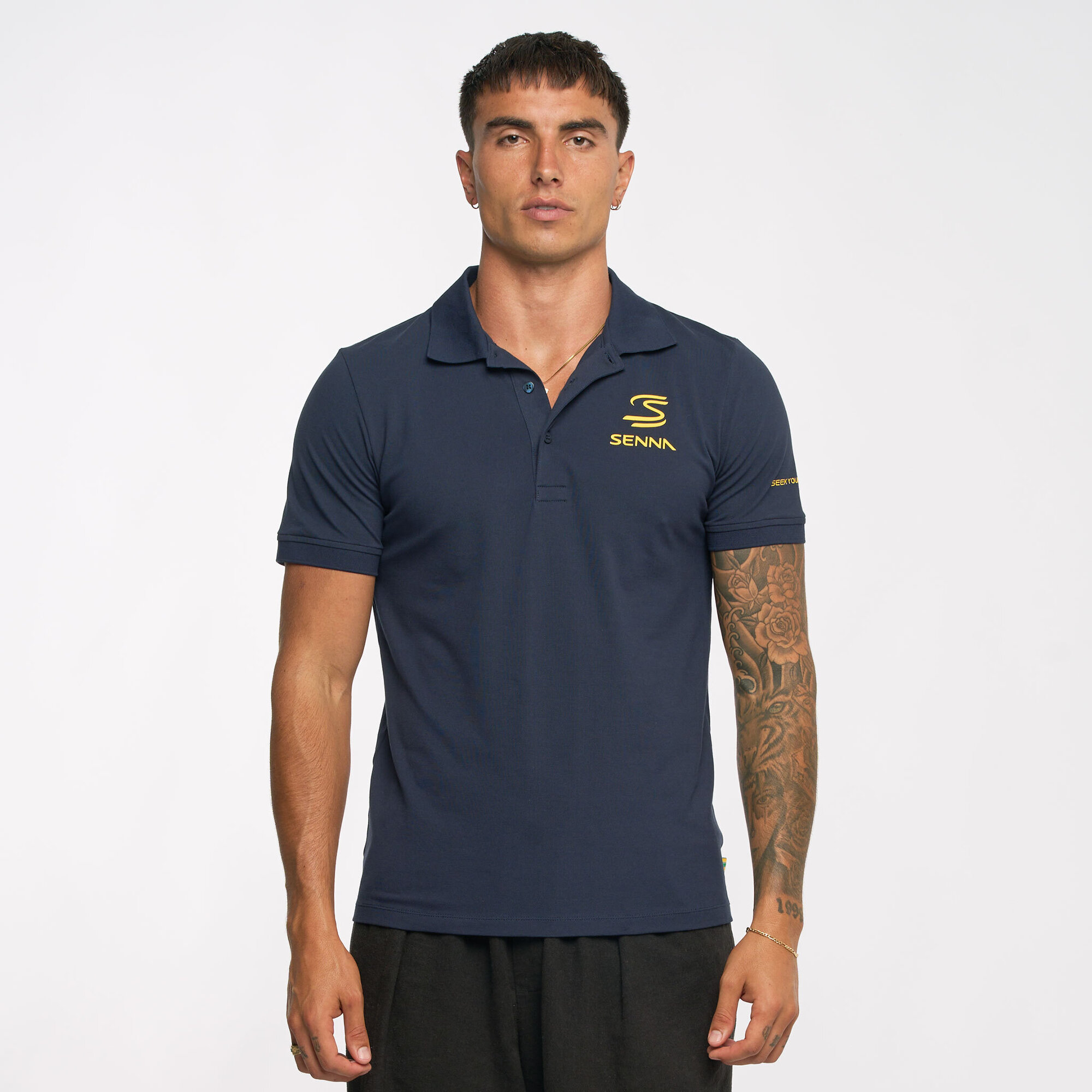 Ayrton Senna Logo Polo - Navy